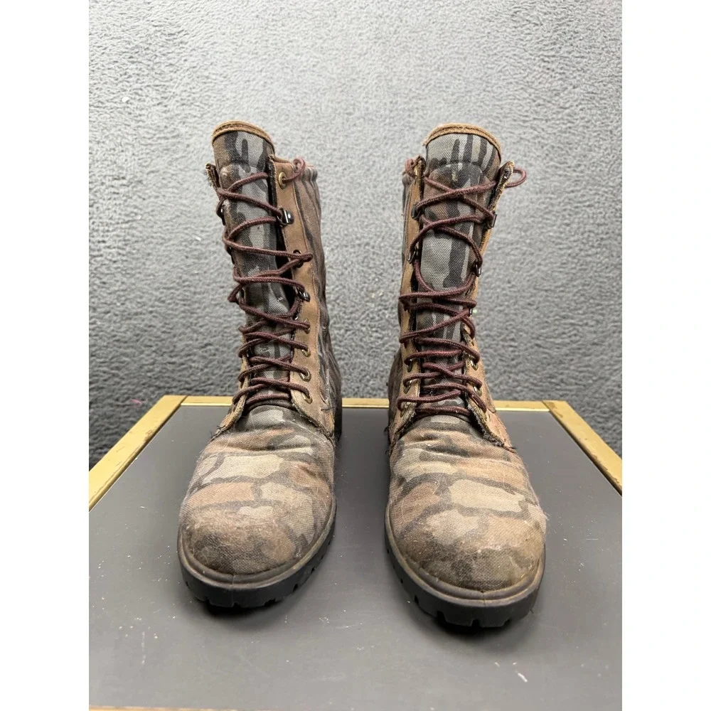 Vintage Camouflage Combat Boots Lace Up GORE-TEX Oil Resistant 7.5EE Made in USA